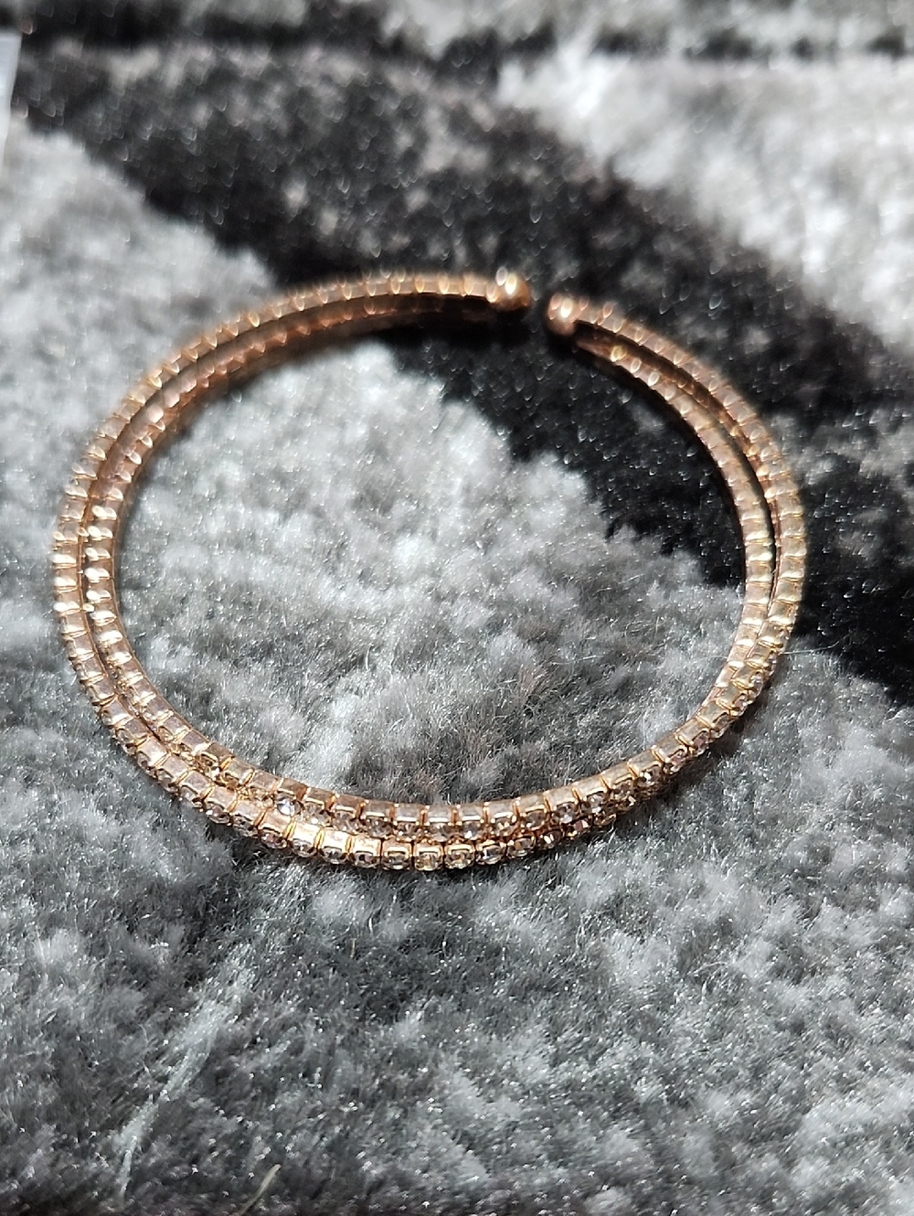 DOUBLE CRISS-CROSS CRYSTAL RHINESTONES OPEN CUFF BANGLE BRACELET